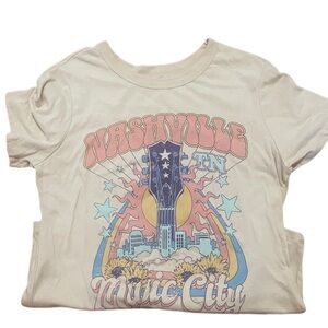 Nashville Country Music Guitar Cityscape Graphic Tee Short Sleeve